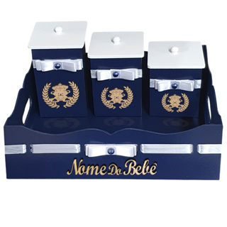 Kit de Higiene para bebê Marinho Urso Realeza Personalizado com nome em Oferta na Shopee