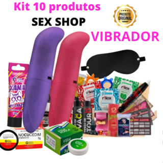 Kit 10 Produtos Sex Shop com Vibrador e Venda Tapa Olhos Sexual