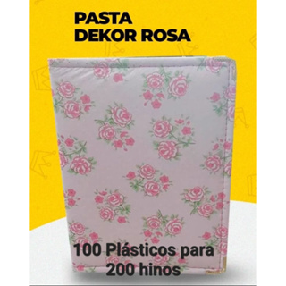 PASTAS Nº05 DEKOR ROSA COM 100 PLÁSTICOS P/ 200 HINOS em Oferta na Shopee