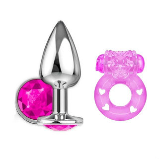 KIT VIBRA PLUG: Plug Anal + Anel Peniano c/ Vibrador Masculino - SEX SHOP