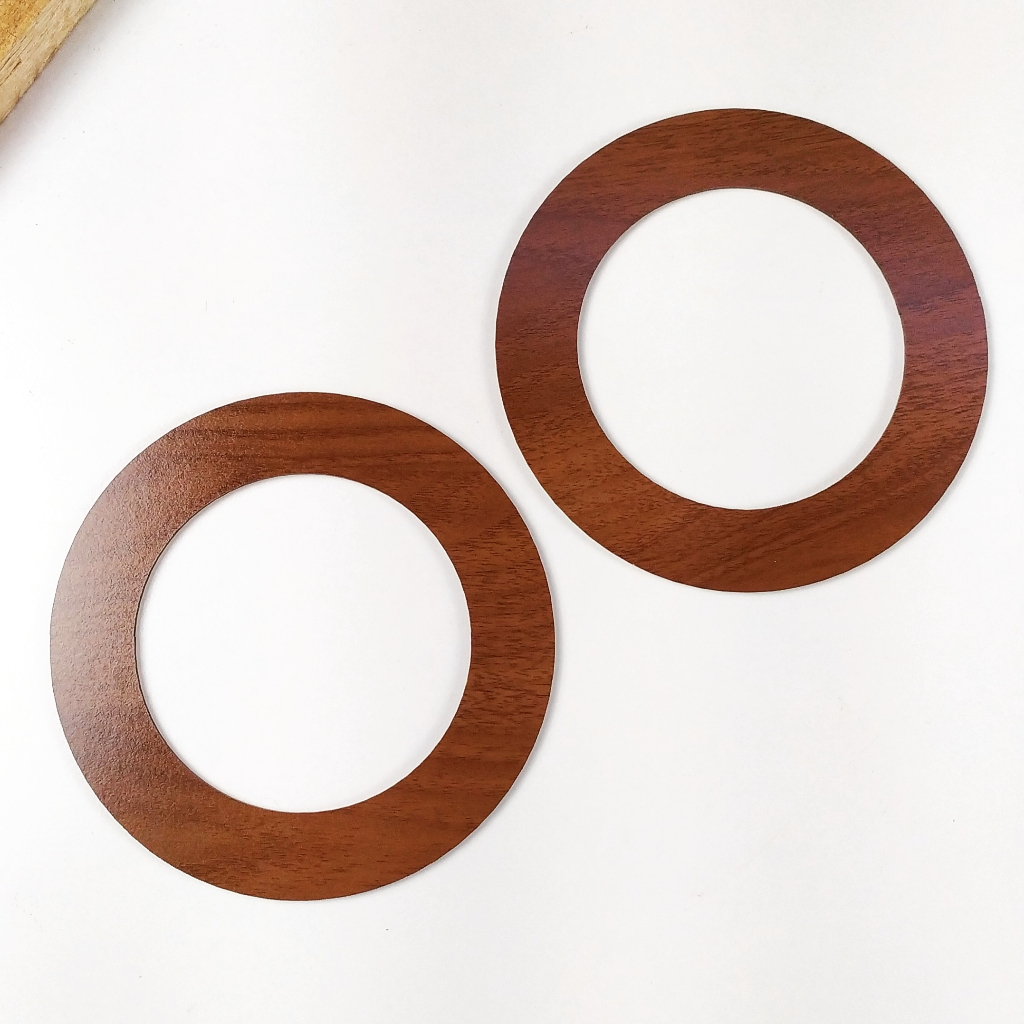Recorte Alça Bolsa Redonda 15 cm Borda 2,5 cm MDF 3mm Amadeirado Escuro (2 un) SR1374