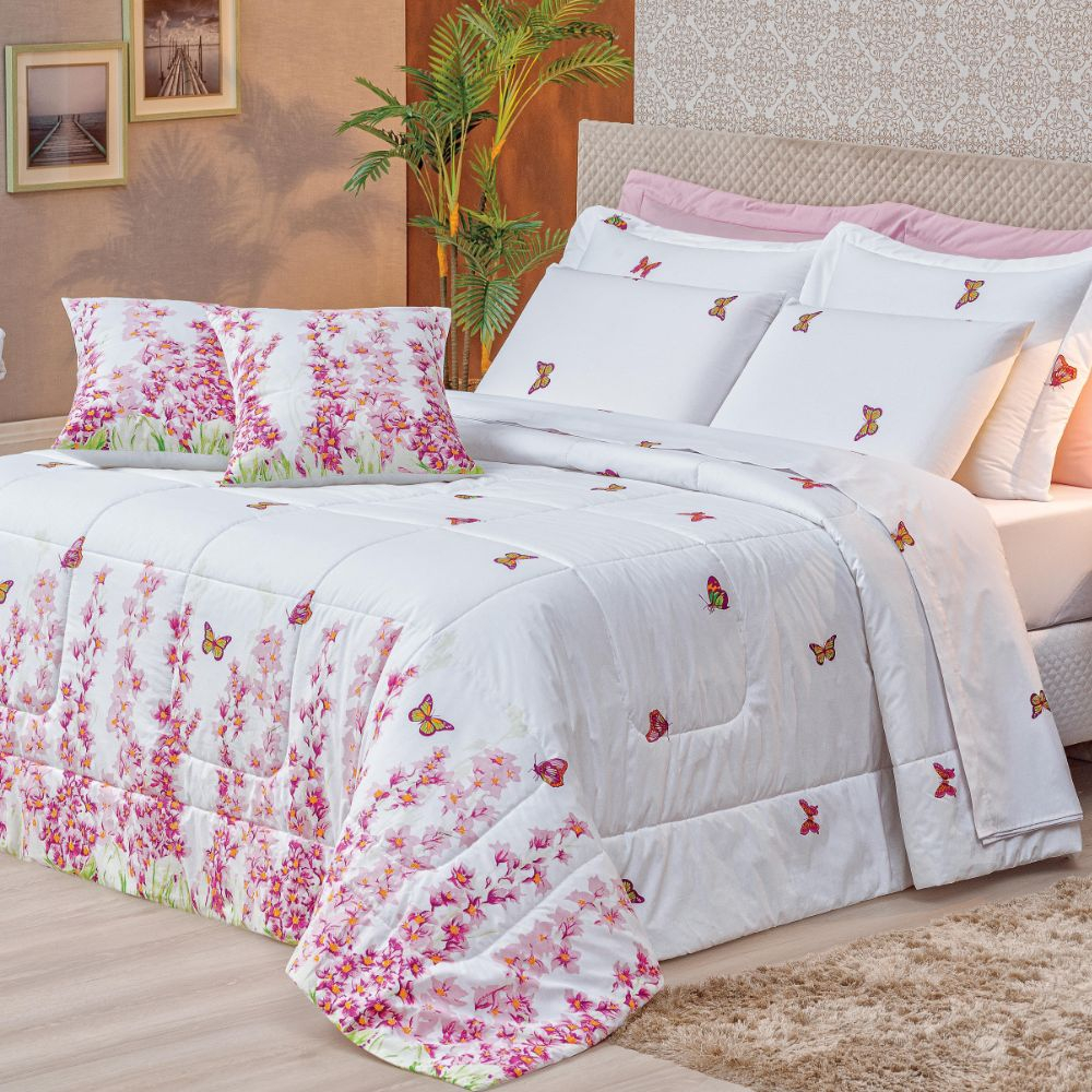 Kit Edredom Casal Queen Craft 5 Peças 100% Algodão 200 Fios em Oferta na Shopee