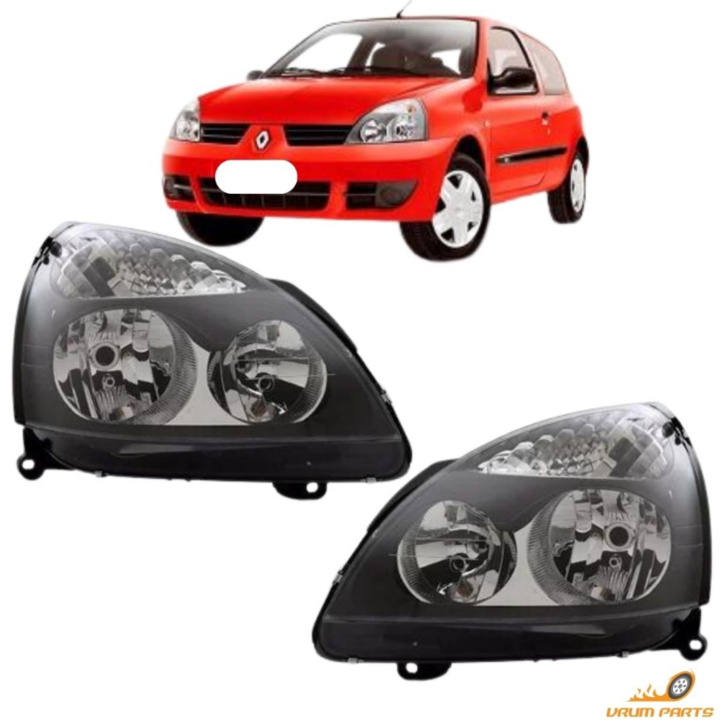 Par Farol Renault Clio 2003 Á 2012 Máscara Negra Foco Duplo em Oferta na Shopee