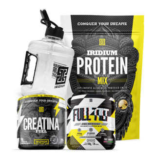 Kit Whey Protein Mix + Creatina Fuel Monohidratada 150g + Pre Treino Full tilt + Galão Iridium Labs