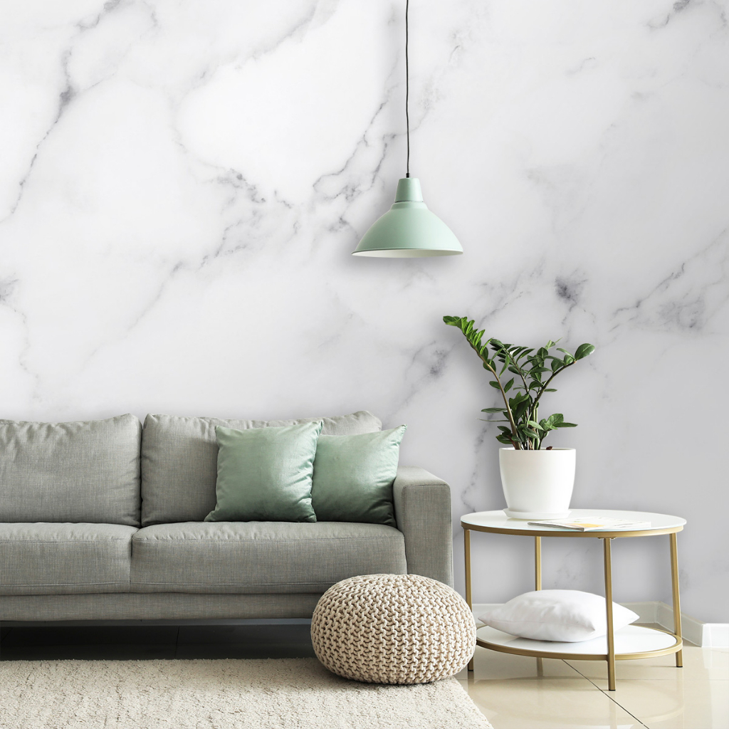 Papel De Parede Auto Adesivo Lavável Mármore Branco Cozinha Banheiro Quarto Sala Decoração 10 Metros