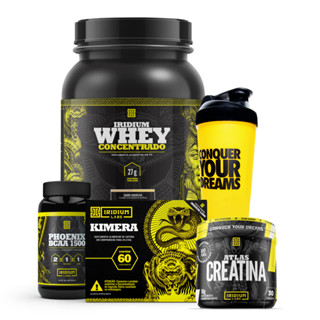 Combo Kimera e Whey Protein Concentrado e BCAA e Creatina e Coqueteleira Copo Único