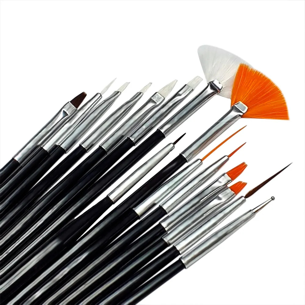 Kit 15 Pinceis Pincel Estojo Profissional Unhas Artistica em Oferta na Shopee