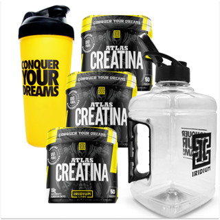 Kit 3x Creatina 150g + Galão 1,5L + Coqueteleira 600ml