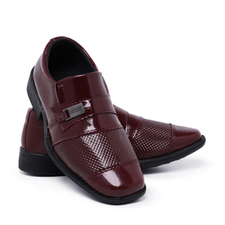 Sapato Social Infantil Masculino 444 Bordô Pajem Conforto Bico Quadrado em Oferta na Shopee