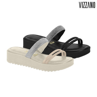 Chinelo Papete Salto baixo Feminino Tiras de Brilho Vizzano Plataforma Flat - 6492.310
