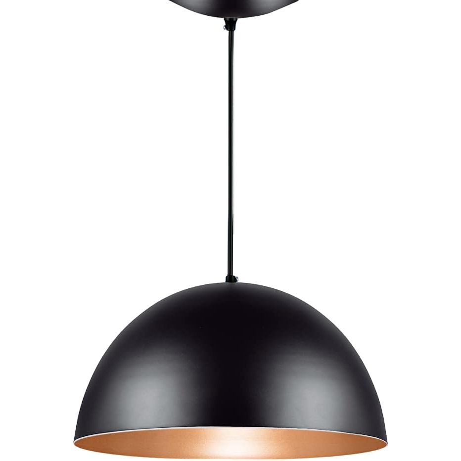 Pendente Lustre Sala Meia Lua 30cm Preto C/ Cobre Sala de Jantar em Oferta na Shopee