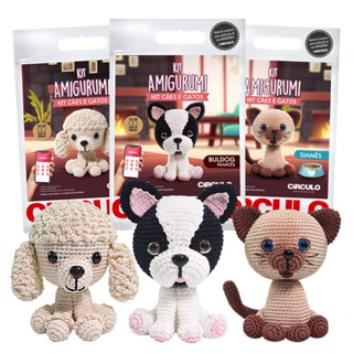 Kit Amigurumi Cães e Gatos Circulo - Acompanha Receita no Verso