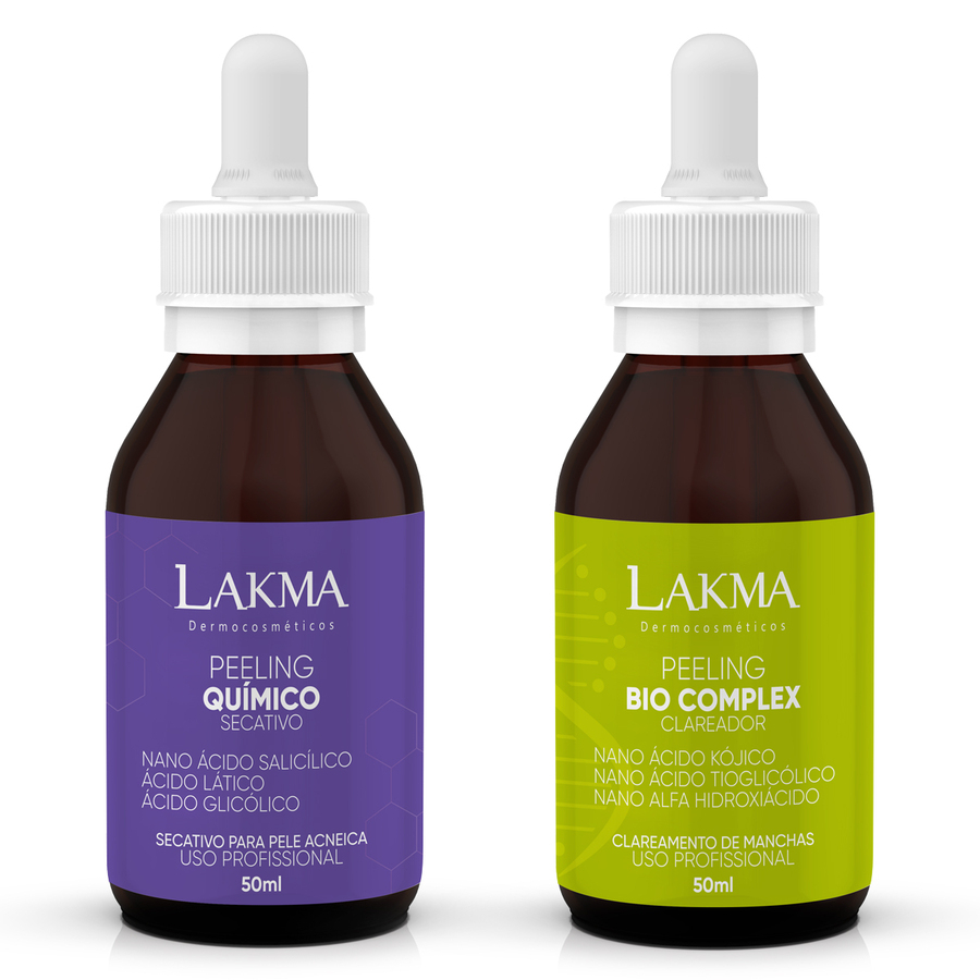 Kit Lakma: Peeling Químico Secativo 50ml + Peeling Bio Complex Clareador 50ml