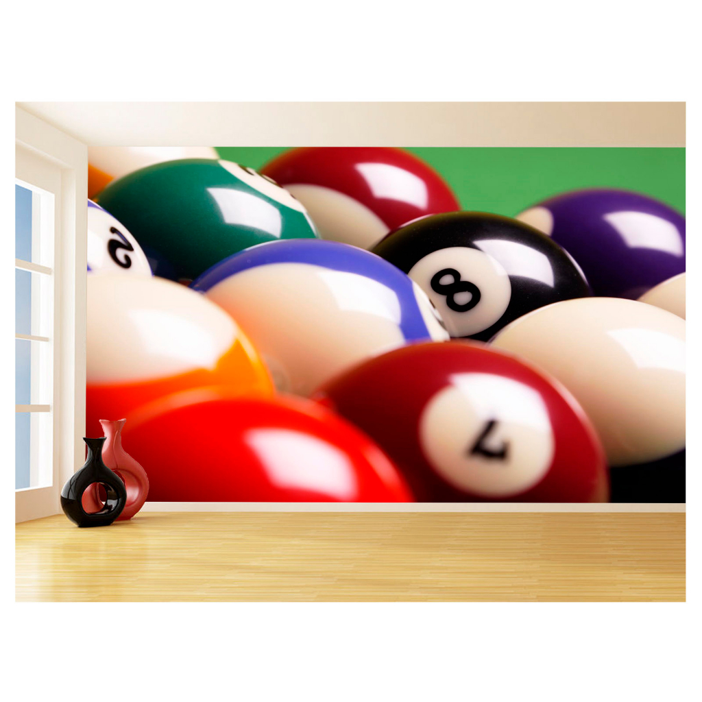 Papel de Parede Decorativo - Adesivo de Parede Salão de Jogos Jogatina Bilhar Sinuca Bola 8 M² JCS006