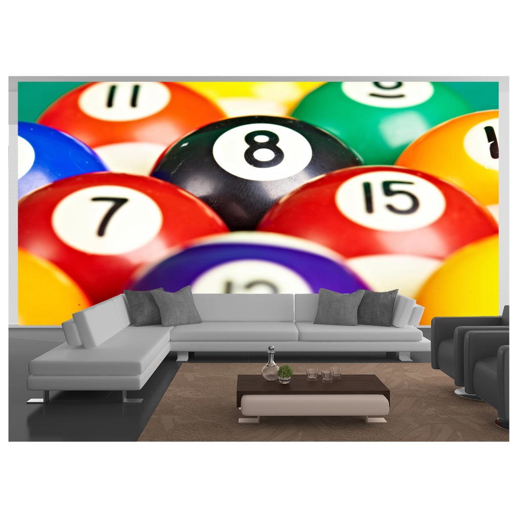 Papel de Parede Decorativo - Adesivo de Parede Salão de Jogos Jogatina Bilhar Sinuca Bola 8 M² JCS002