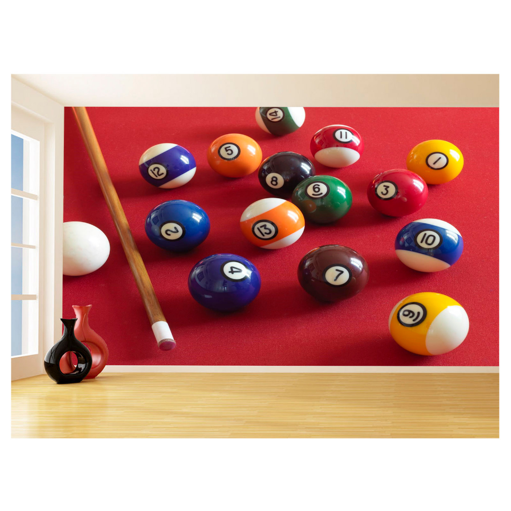 Papel de Parede Decorativo - Adesivo de Parede Salão de Jogos Jogatina Bilhar Sinuca Bola 8 M² JCS008