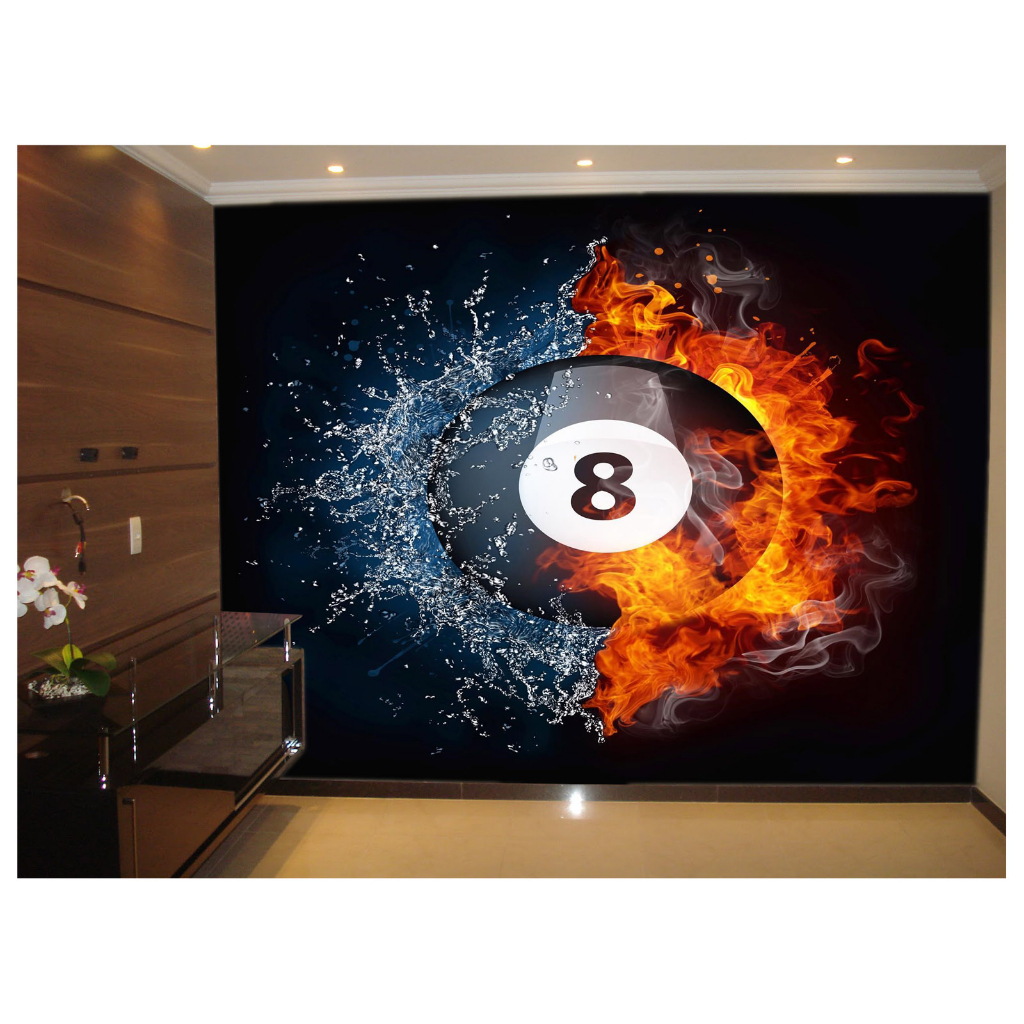 Papel de Parede Decorativo - Adesivo de Parede Salão de Jogos Jogatina Bilhar Sinuca Bola 8 M² JCS009