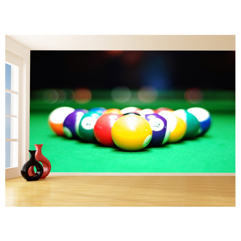 Papel de Parede Decorativo - Adesivo de Parede Salão de Jogos Jogatina Bilhar Sinuca Bola 8 M² JCS010