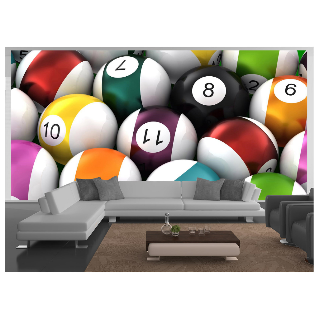 Papel de Parede Decorativo - Adesivo de Parede Salão de Jogos Jogatina Bilhar Sinuca Bola 8 M² JCS011