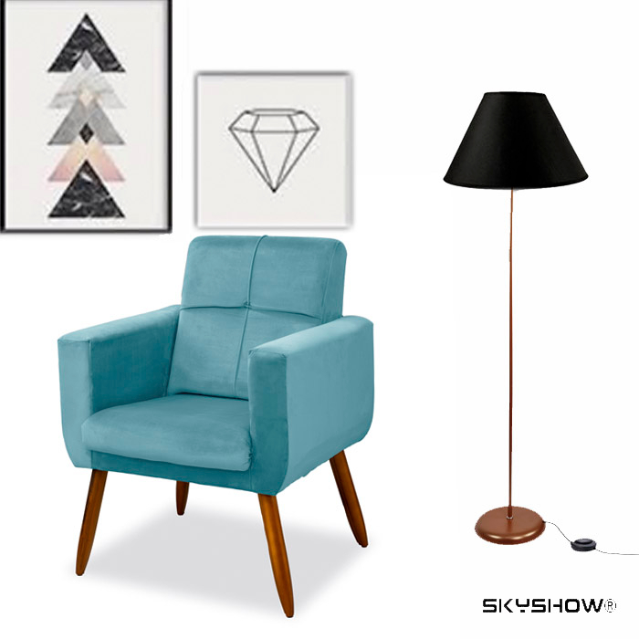 Luminária Piso Cúpula Cônica Abajur Chão Coluna Skyshow® em Oferta na Shopee