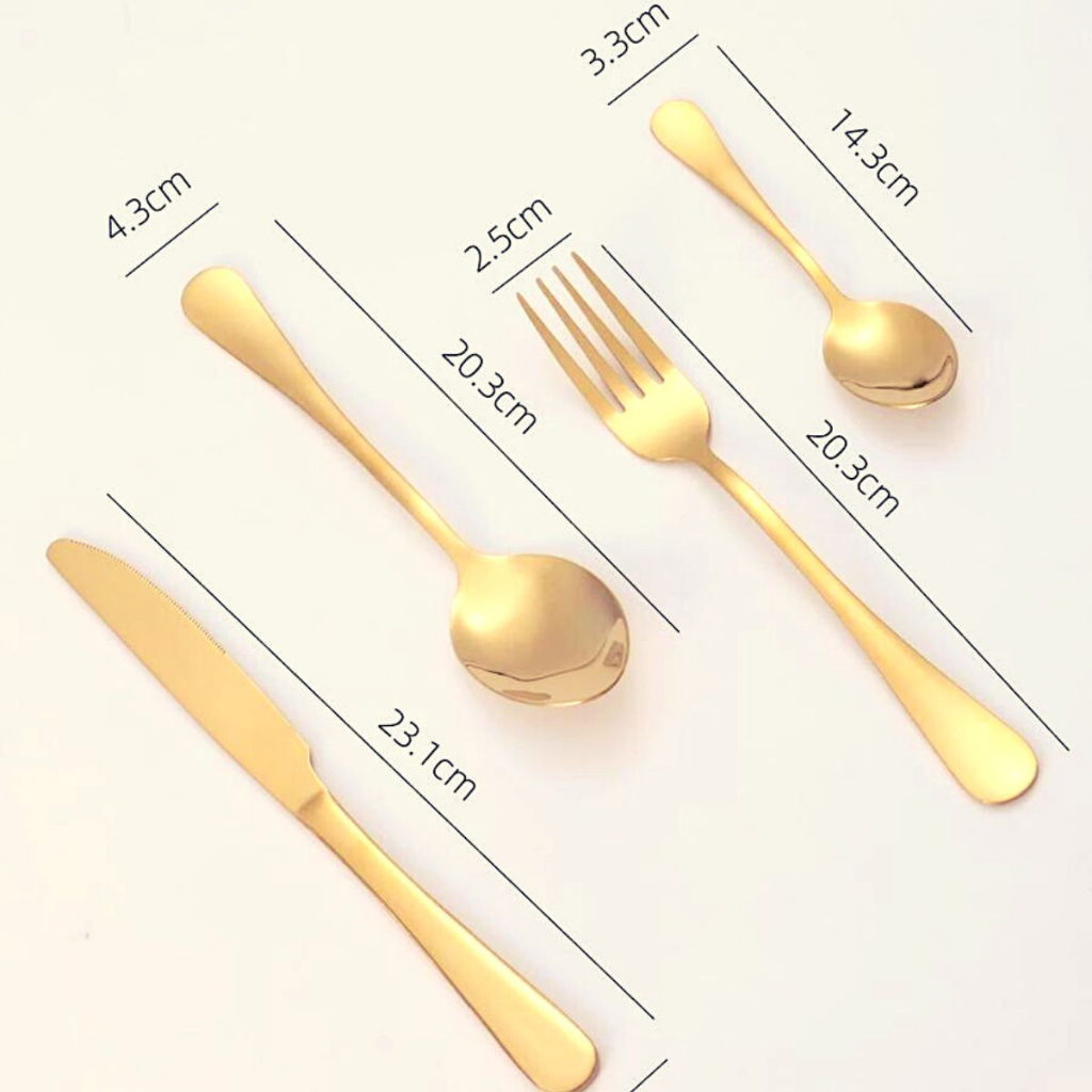 Jogo de Talheres Gourmet Rose Gold   24 Peças Aço Inox