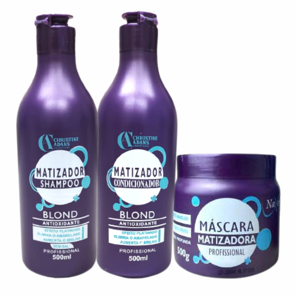 Kit Matizador Blond Para Cabelo LOIRO e BRANCO (Shampoo, Condicionador e Máscara ) 500ml