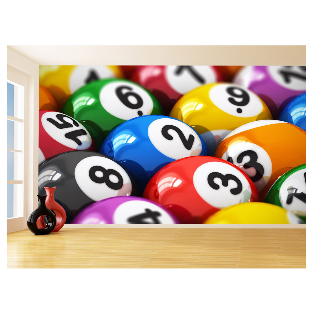 Papel de Parede Decorativo - Adesivo de Parede Salão de Jogos Jogatina Bilhar Sinuca Bola 8 M² JCS014