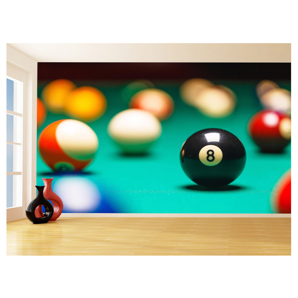 Papel de Parede Decorativo - Adesivo de Parede Salão de Jogos Jogatina Bilhar Sinuca Bola 8 M² JCS015