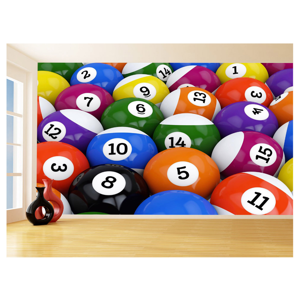 Papel de Parede Decorativo - Adesivo de Parede Salão de Jogos Jogatina Bilhar Sinuca Bola 8 M² JCS016