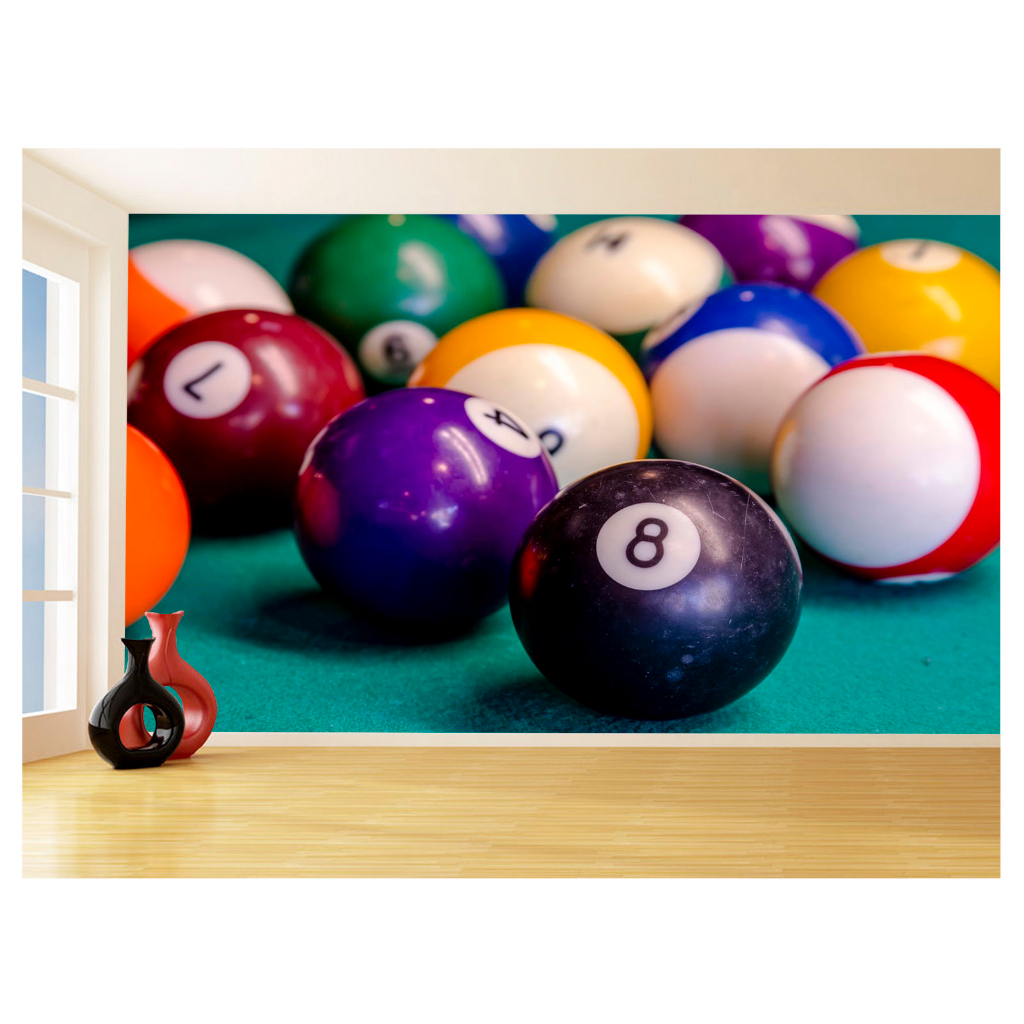 Papel de Parede Decorativo - Adesivo de Parede Salão de Jogos Jogatina Bilhar Sinuca Bola 8 M² JCS017