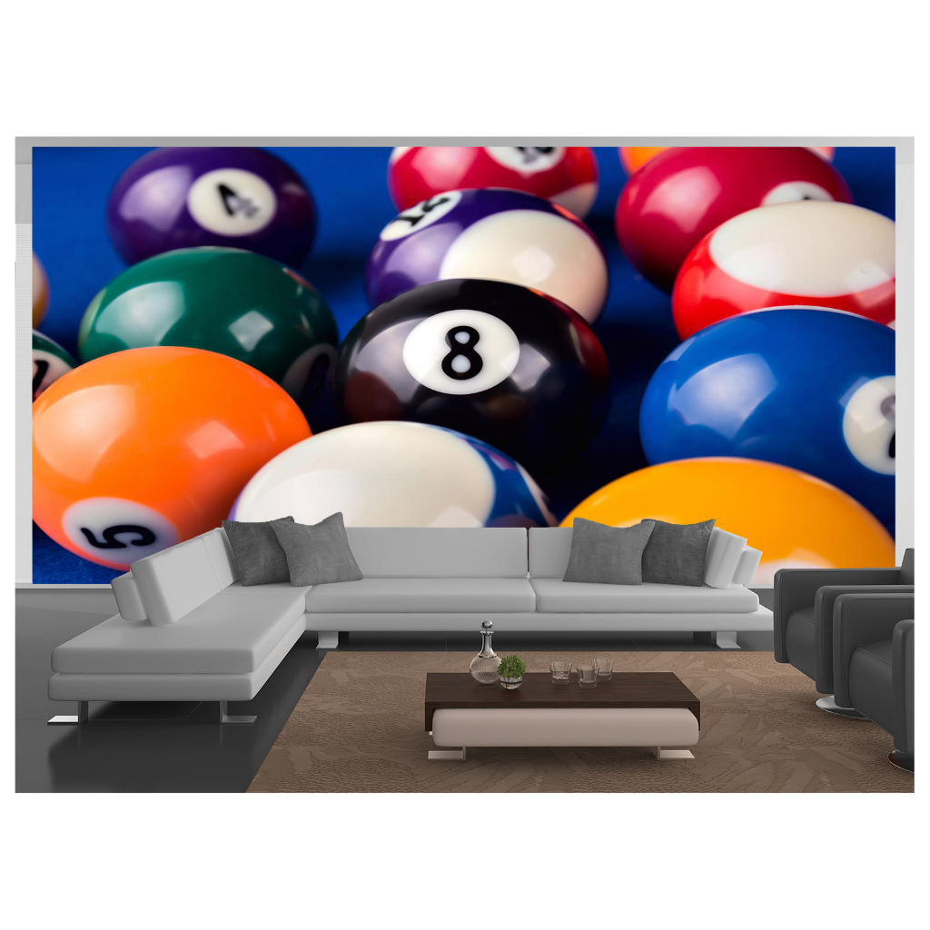 Papel de Parede Decorativo - Adesivo de Parede Salão de Jogos Jogatina Bilhar Sinuca Bola 8 M² JCS018