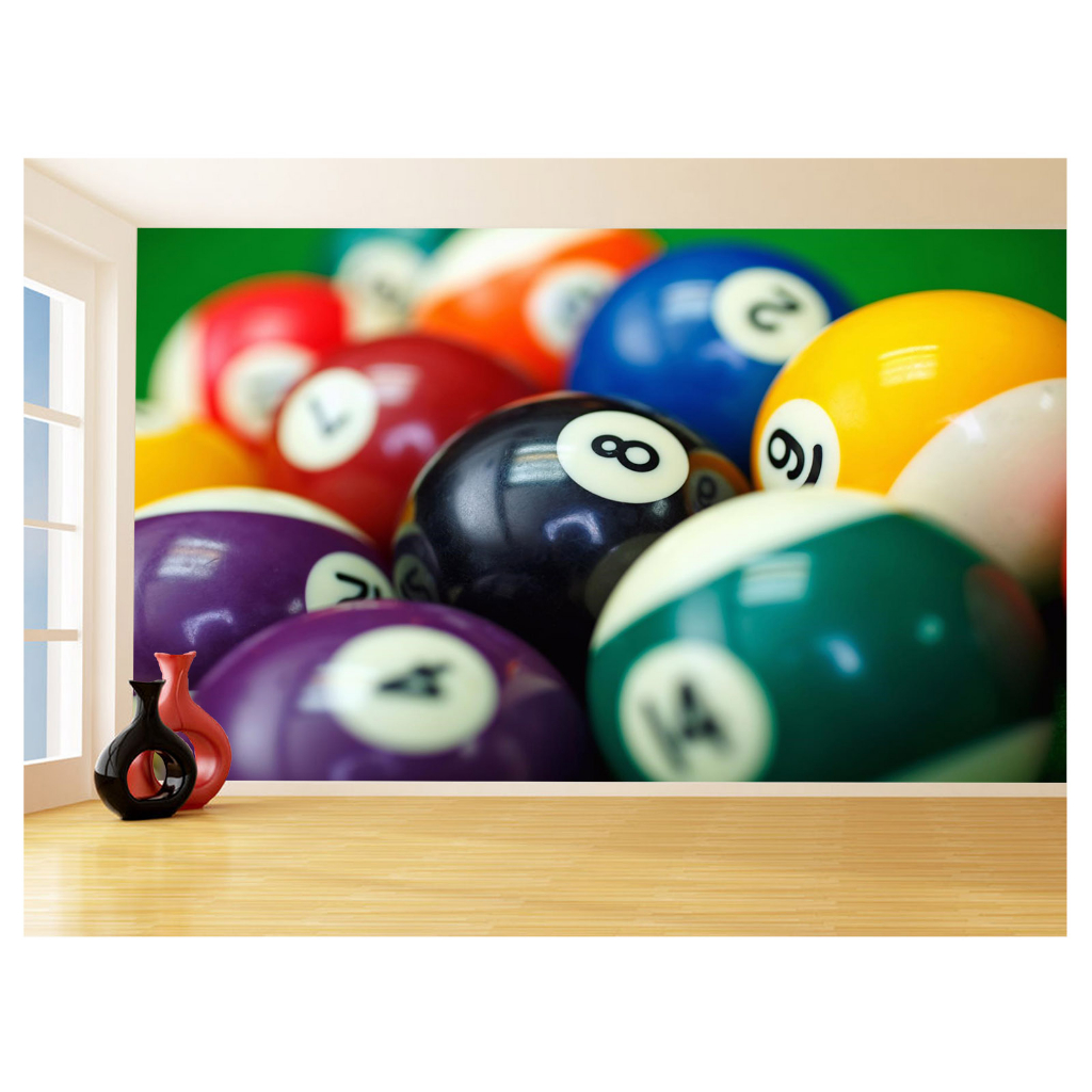 Papel de Parede Decorativo - Adesivo de Parede Salão de Jogos Jogatina Bilhar Sinuca Bola 8 M² JCS019