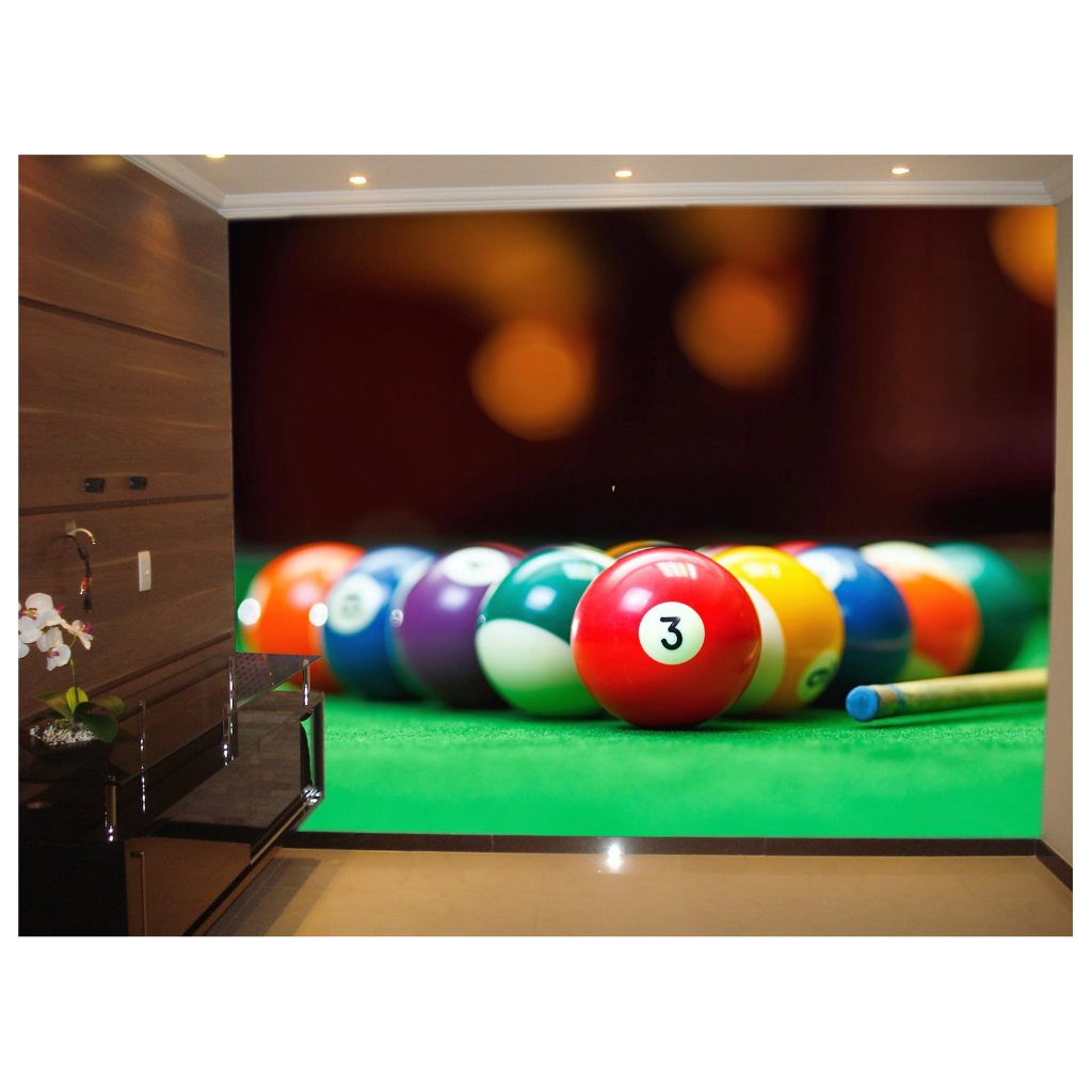 Papel de Parede Decorativo - Adesivo de Parede Salão de Jogos Jogatina Bilhar Sinuca Bola 8 M² JCS020