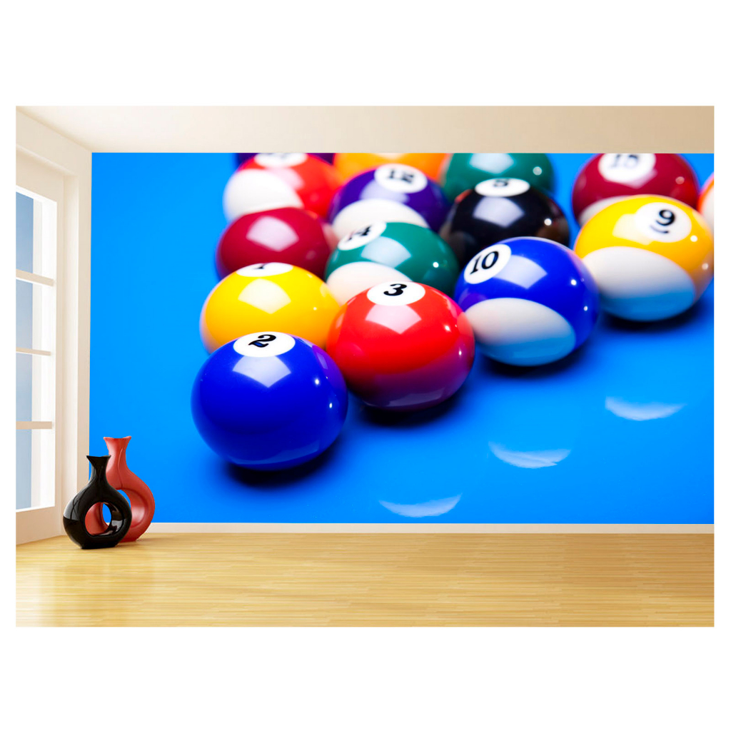 Papel de Parede Decorativo - Adesivo de Parede Salão de Jogos Jogatina Bilhar Sinuca Bola 8 M² JCS012