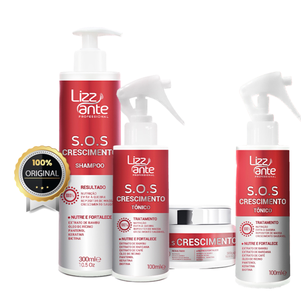 1 Kit Sos Crescimento com 1 Tonico SOS Crescimento Rápido Combate Queda de Cabelo Fortalec...