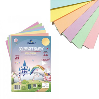 Papel Livro Criativo Color Set Candy A4 120g 24 Folhas em Oferta na Shopee