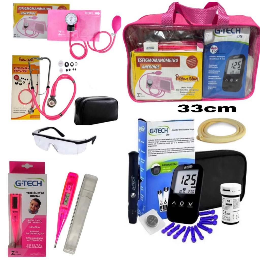 Kit de Enfermagem Transparente com Glicosímetro - GTeCh