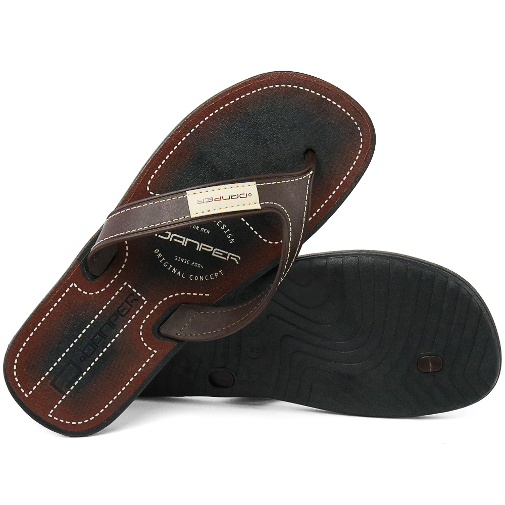 Chinelo Danper Café Marrom Moda Casual Masculina Estilo Conforto Confortável