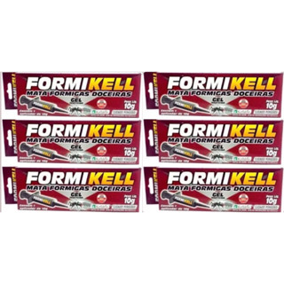 6 unidades Mata Formigas Doceiras Formikell Gel Bisnaga Aplicador 10g