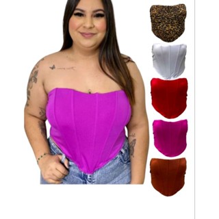 Cropped morcego modelo 2 corselet ponta arredondada tomara que caia plus size