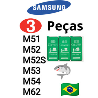 KIT COM 3 Película 3D/9D Cerâmica Hidrogel Nano Samsung Modelo: M51, M52, M52S, M53, M54, M62