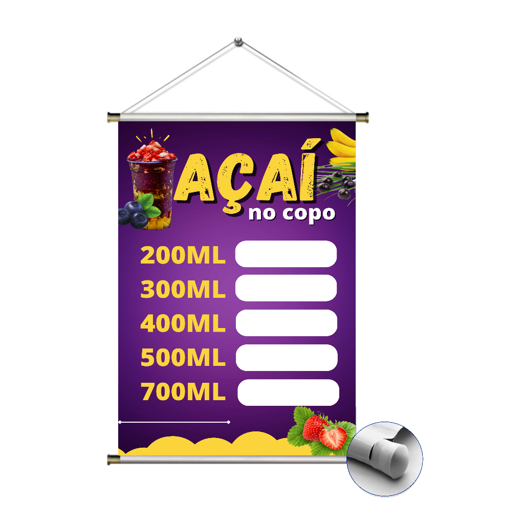 Banner Açaí no copo - tam. 40x60cm - prontinho para usar !!