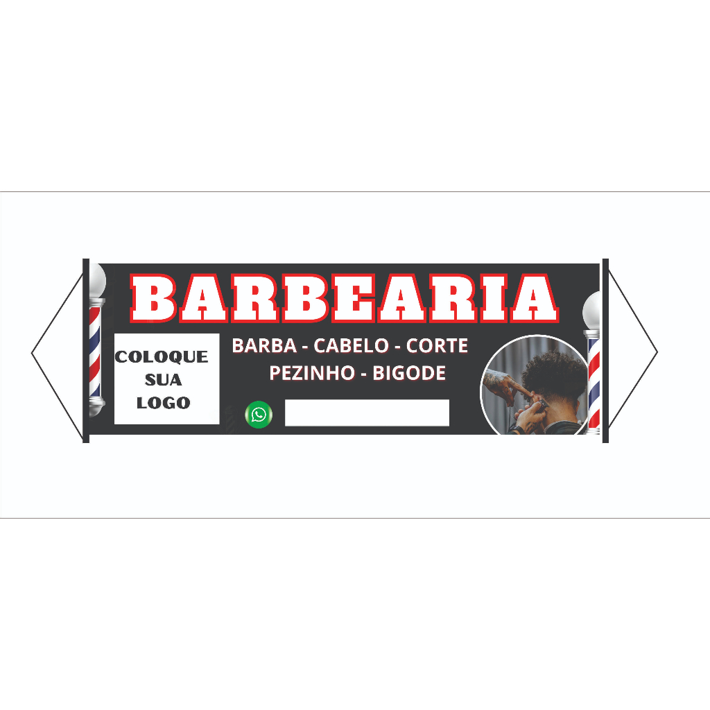 Faixa Banner Barbearia tam. 1,50mx0,50cm - coloque sua logo