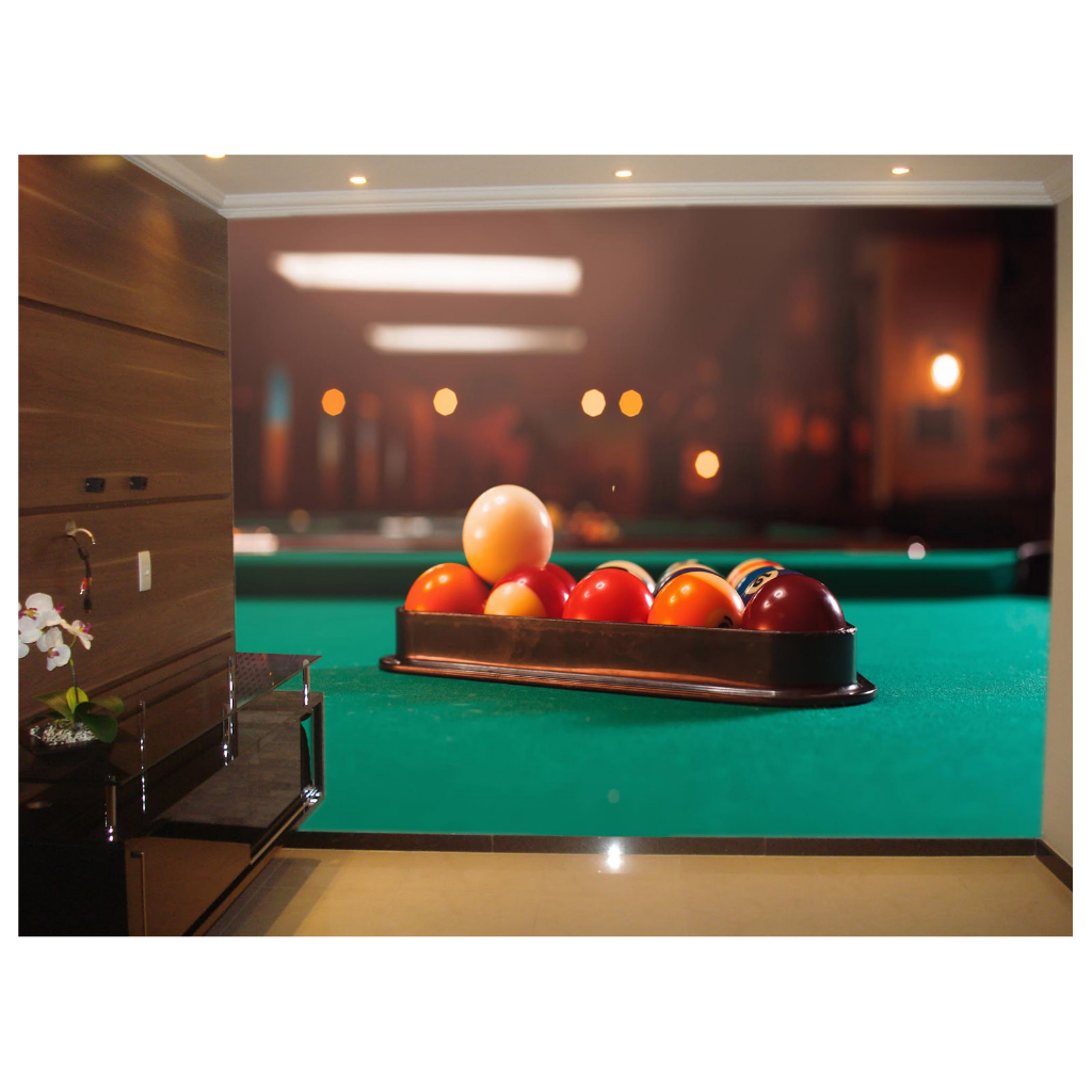 Papel de Parede Decorativo - Adesivo de Parede Salão de Jogos Jogatina Bilhar Sinuca Bola 8 M² JCS024