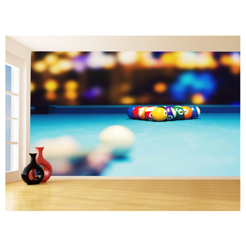 Papel de Parede Decorativo - Adesivo de Parede Salão de Jogos Jogatina Bilhar Sinuca Bola 8 M² JCS029
