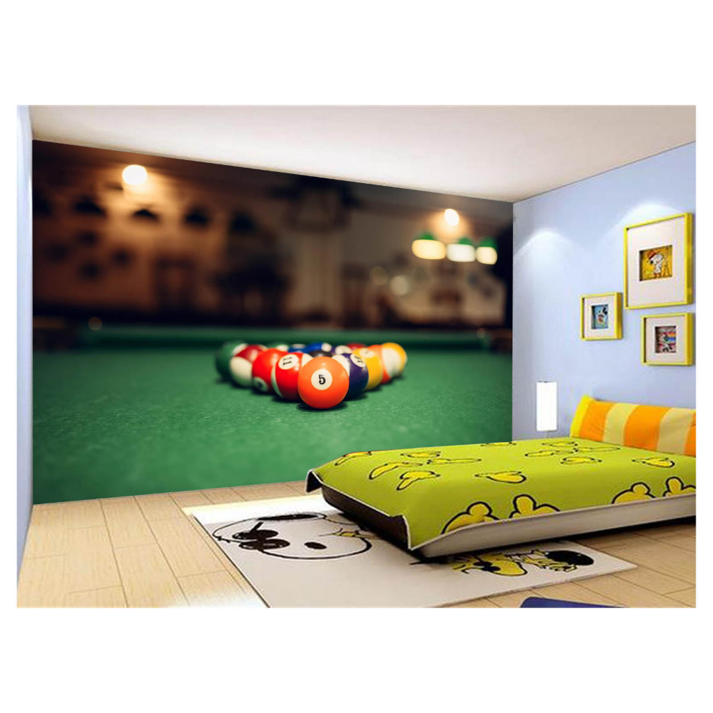 Papel de Parede Decorativo - Adesivo de Parede Salão de Jogos Jogatina Bilhar Sinuca Bola 8 M² JCS030