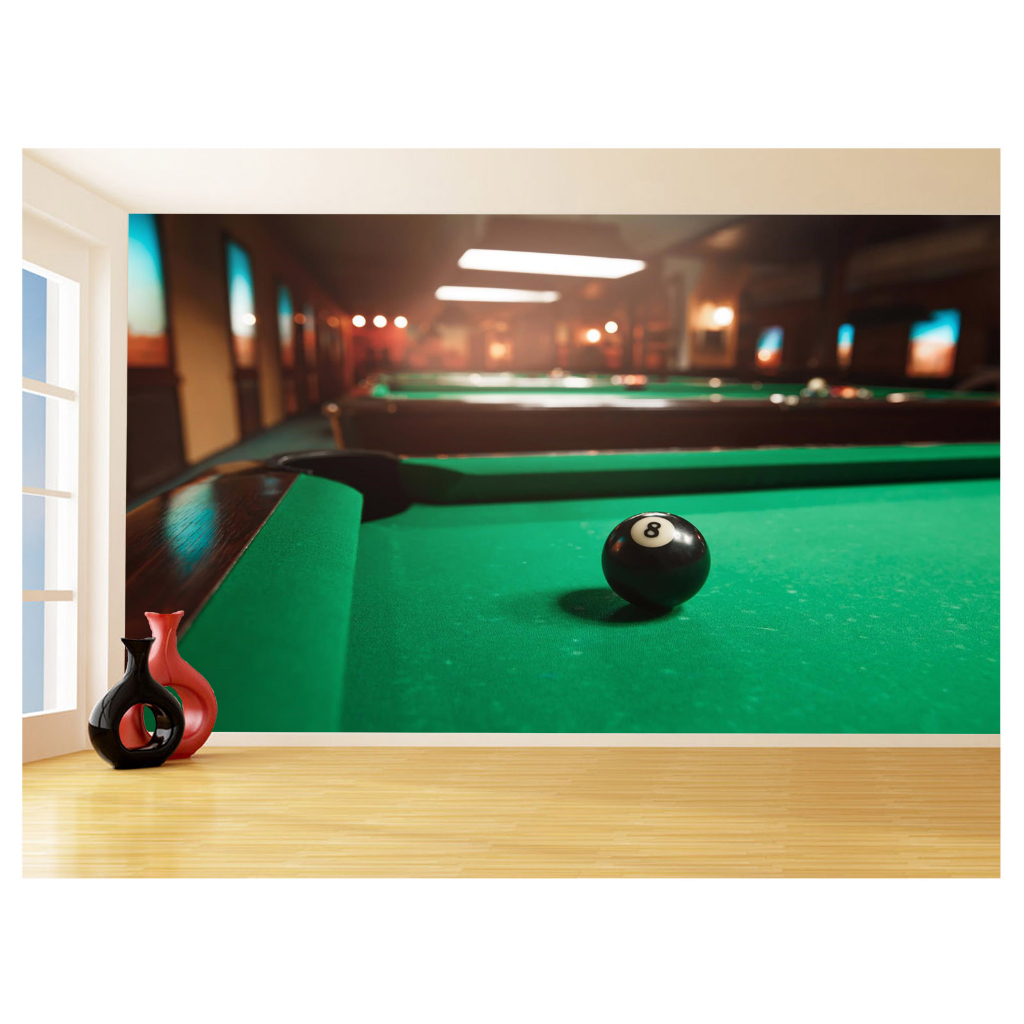 Papel de Parede Decorativo - Adesivo de Parede Salão de Jogos Jogatina Bilhar Sinuca Bola 8 M² JCS027