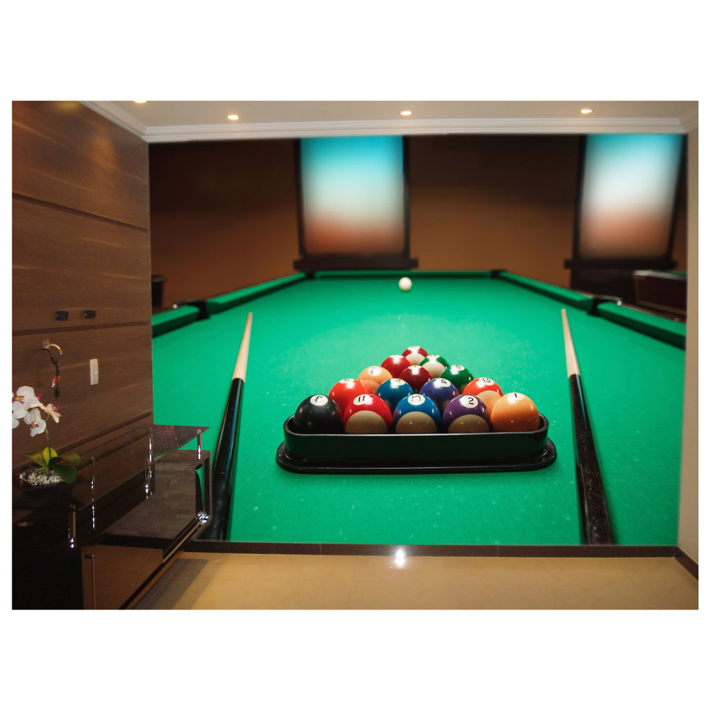 Papel de Parede Decorativo - Adesivo de Parede Salão de Jogos Jogatina Bilhar Sinuca Bola 8 M² JCS026
