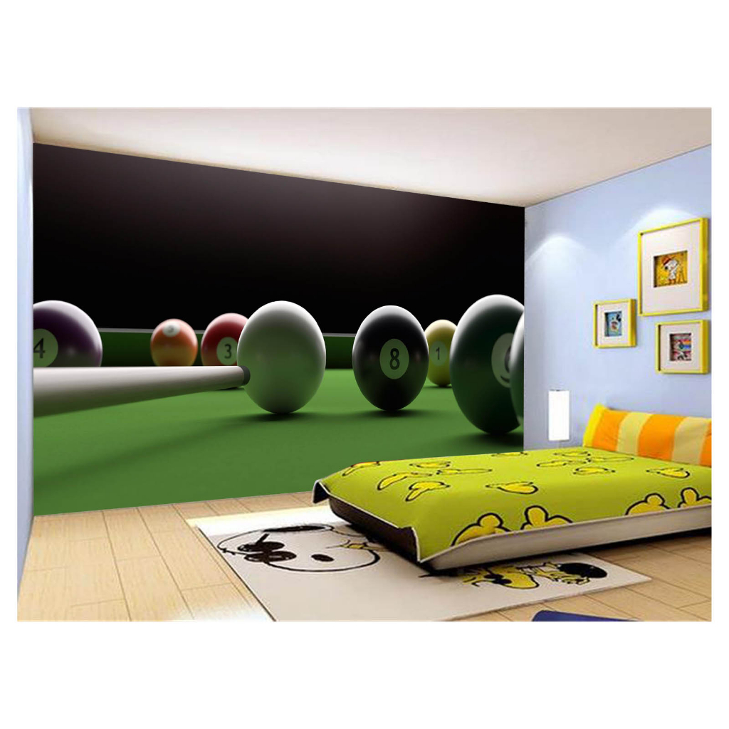 Papel de Parede Decorativo - Adesivo de Parede Salão de Jogos Jogatina Bilhar Sinuca Bola 8 M² JCS032
