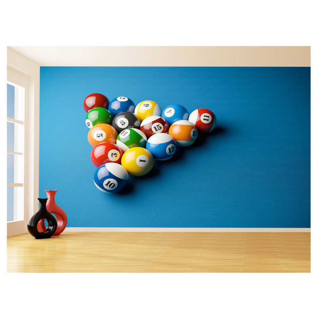 Papel de Parede Decorativo - Adesivo de Parede Salão de Jogos Jogatina Bilhar Sinuca Bola 8 M² JCS033